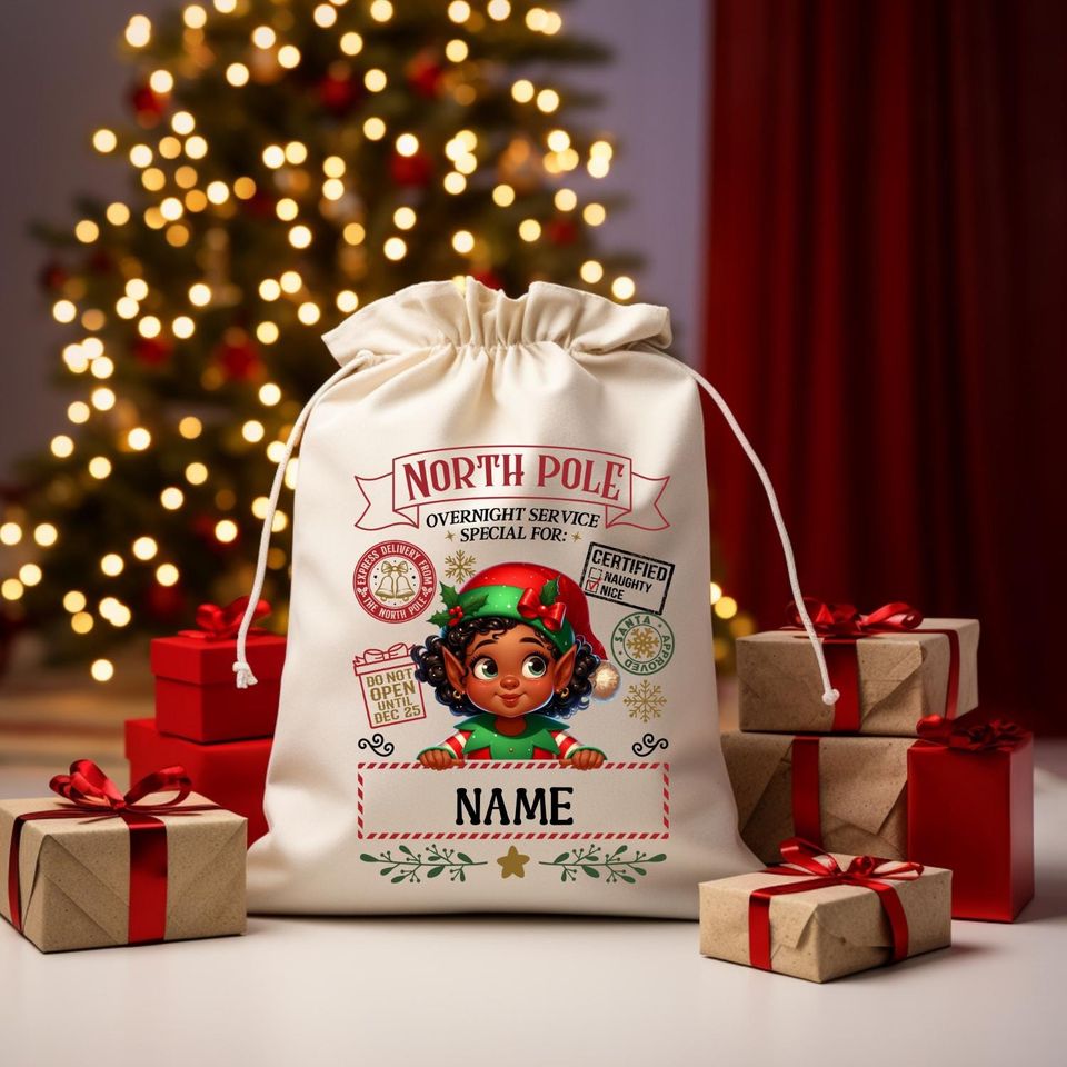 Personalized Santa Sack  North Pole Delivery Bag  Multiple Characters  Custom Name Gift Bag