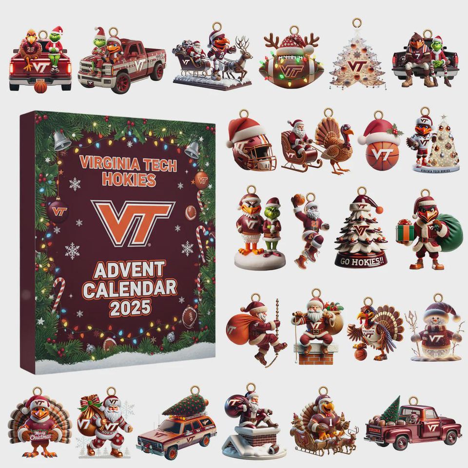 Virginia Tech Hokies Advent Calendar 2025  24 Team Collectibles & Ornaments, College Football Christmas Countdown Gift Box