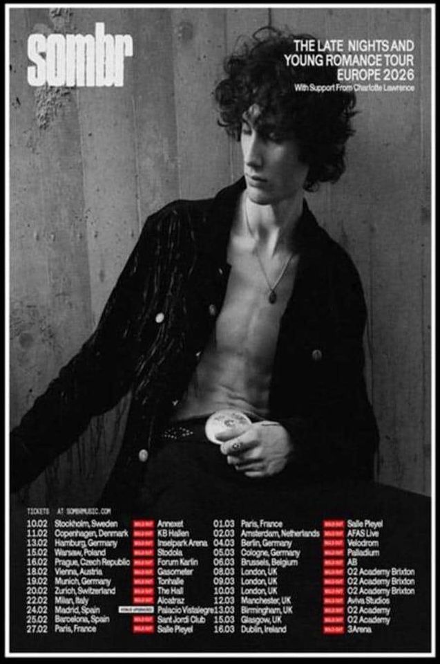 Sombr Europe Tour 2026 Poster