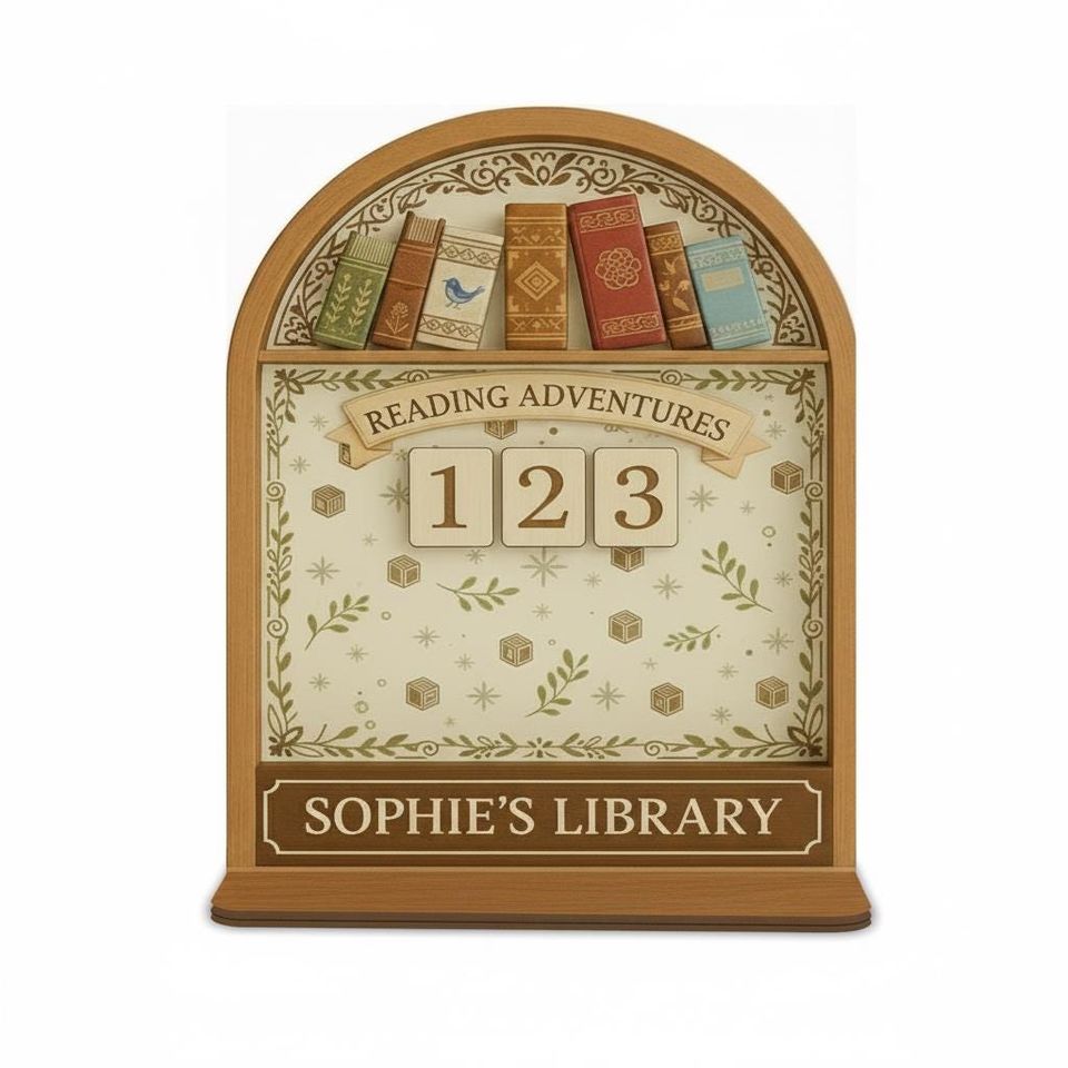 Custom Reading Adventures Book Tracker, Personalized Bird and Leaf Sign, Light Wood Library Decor, Bookish Gift, Reading Progress