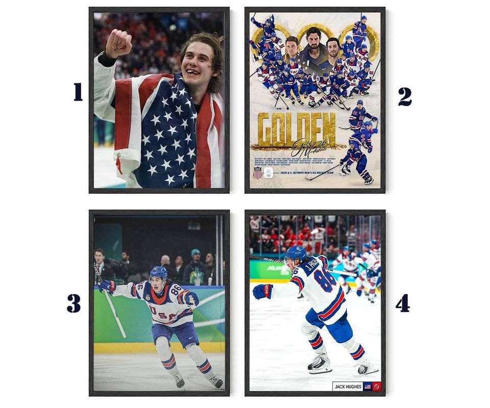 Jack Hughes USA Hockey 2026 Winter Olympics Poster