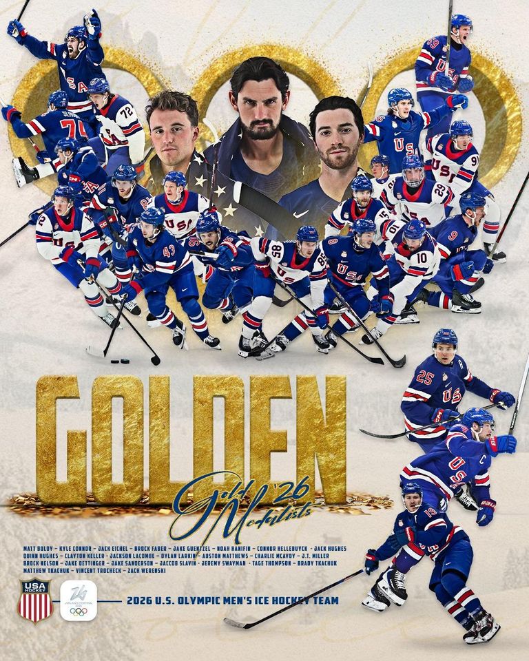 Jack Hughes USA Hockey 2026 Winter Olympics Poster