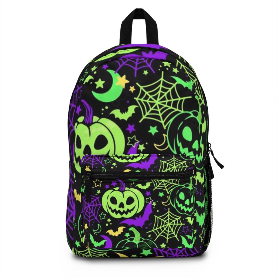 Halloween Backpack with Spooky Pumpkin and Spider Web Design for Kids