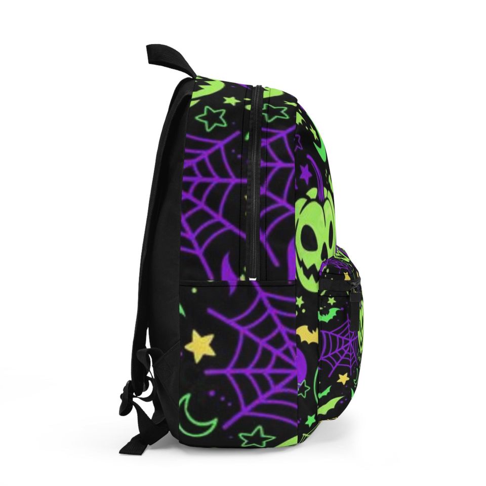Halloween Backpack with Spooky Pumpkin and Spider Web Design for Kids