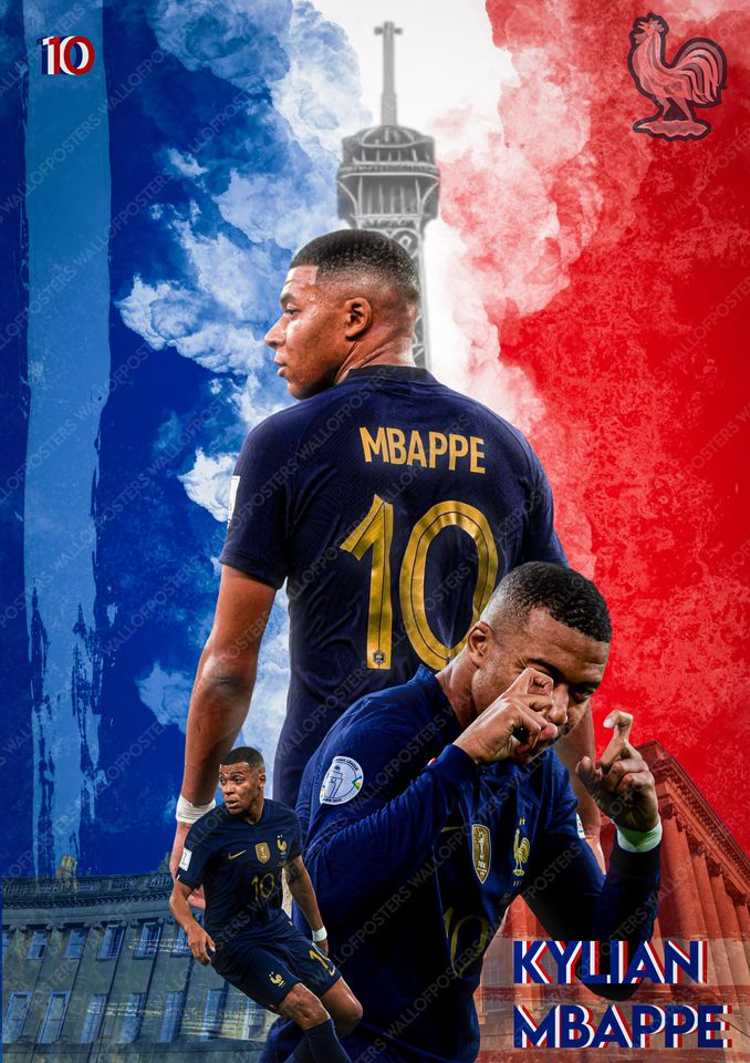 Kylian Mbappe France Poster Premium Matte Vertical Wall Art