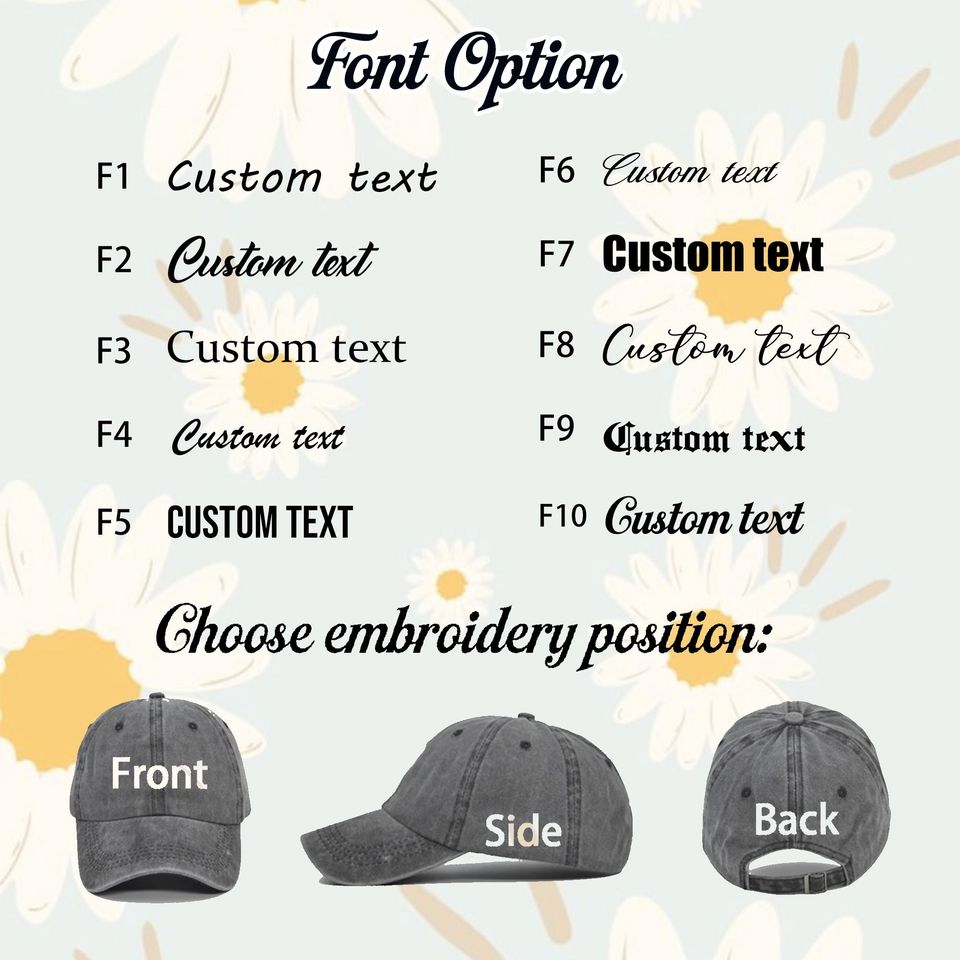 Custom Text Embroidered Hat, Personalized Cap, Vintage Baseball Hat, Custom Logo Hat, Gift for New Dad Mom, Gift for Bride, Bachelorette Hat