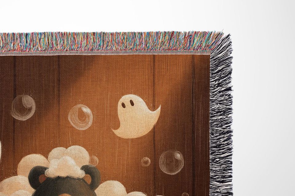 Spooky Cute Bear Woven Blanket | Jack o Lantern Bathtub Nursery Throw | Personalized Gift | Baby Blanket for Crib | Halloween Gift
