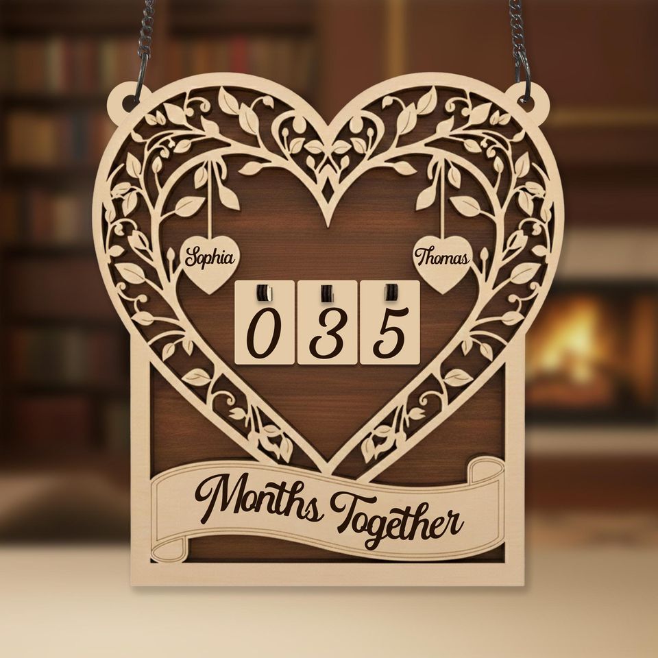 Personalized Months Tracker Sign: Custom Names Flip Counter Design