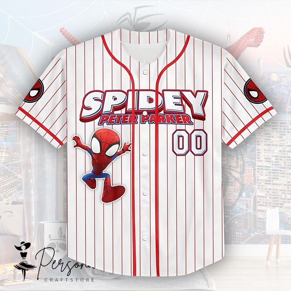 Personalize Spidey And His Amazing Friends Baseball Jersey, Custom Spider Ghost Spidey Spin Jersey.