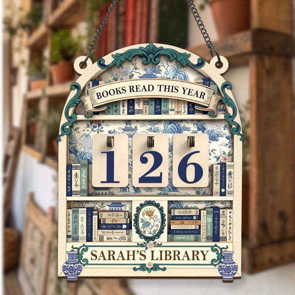 Personalized Book Reader Progress Tracker Sign, Library Reading Record Board, Book Lover Gift