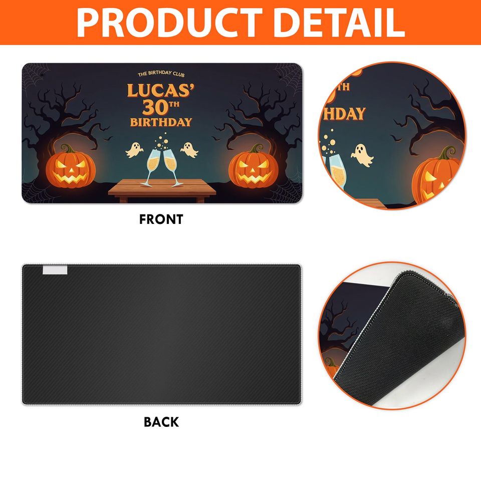 Halloween Birthday Desk Mat: Custom Spooky Pumpkin Party Decor