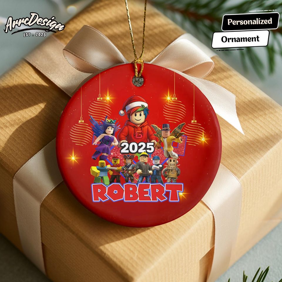 Personalized Roblox Ceramic Christmas Ornament - Gamer Fan Gift 2025