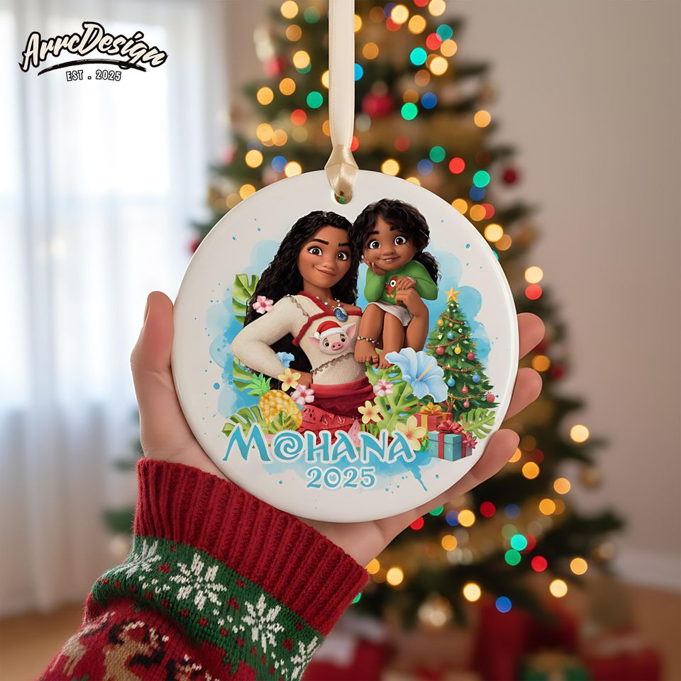 Personalized Moana and Simea Ornament: Ceramic 2025 Holiday Keepsake
