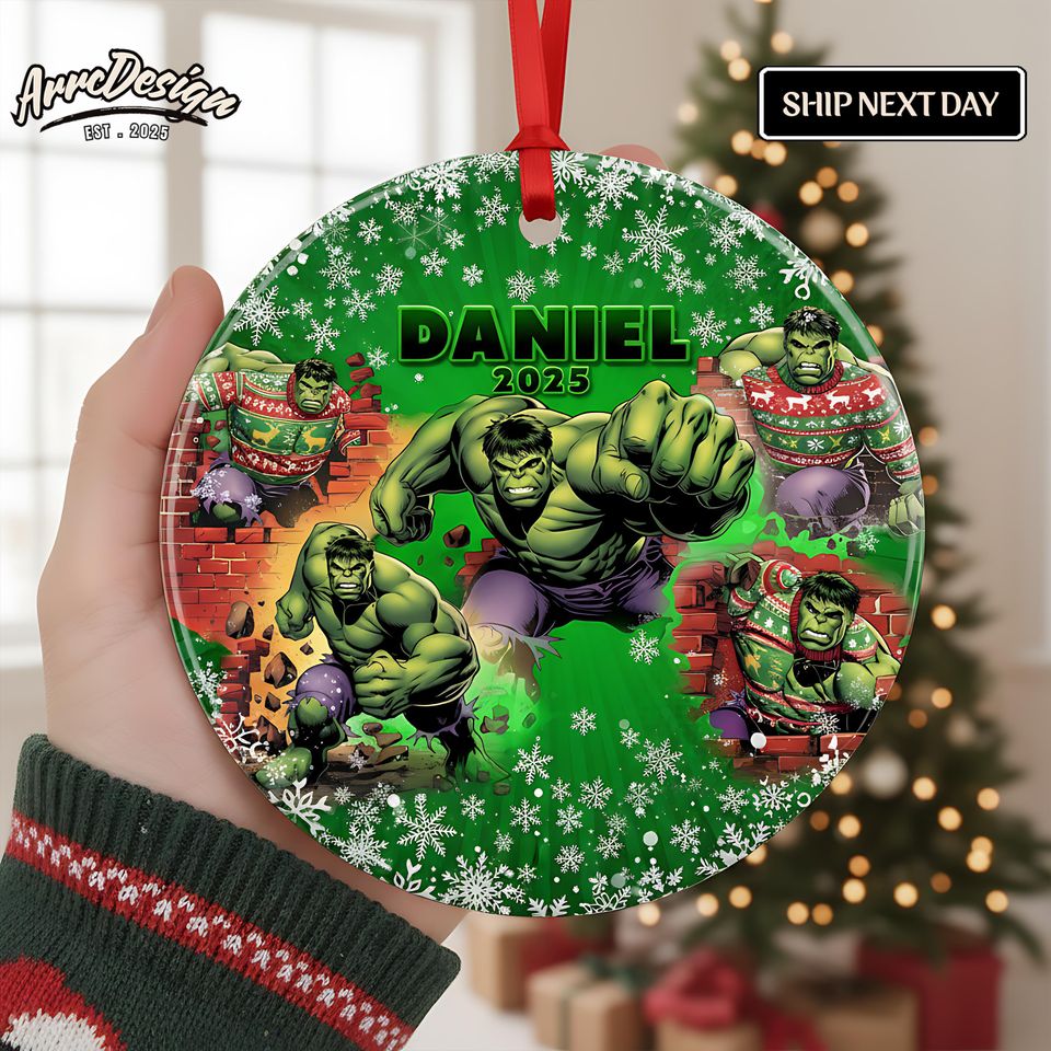 Personalized Hulk Christmas Ornament: Custom Superhero Gift