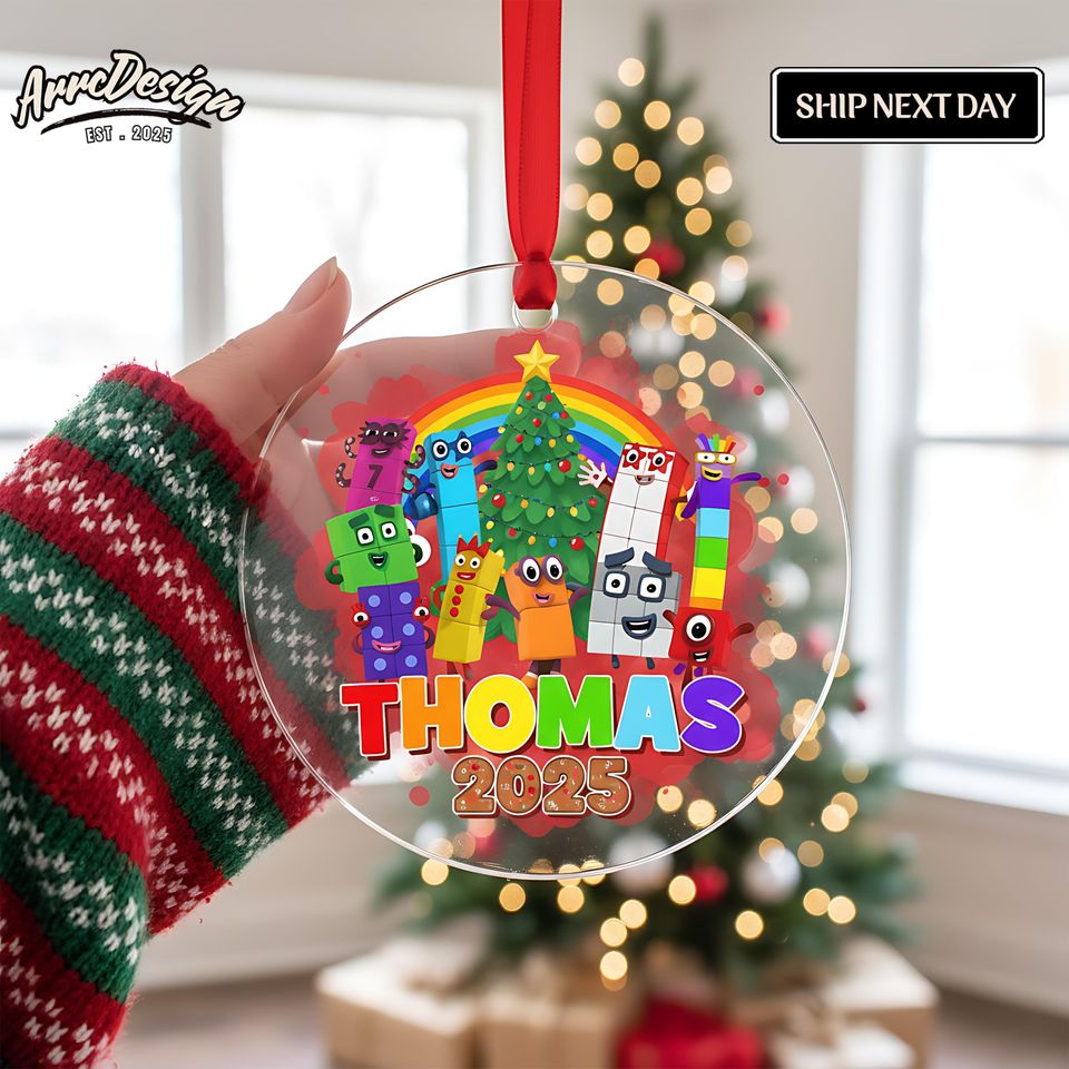 Personalized Numberblocks Christmas Ornament: Custom Acrylic Holiday Decor
