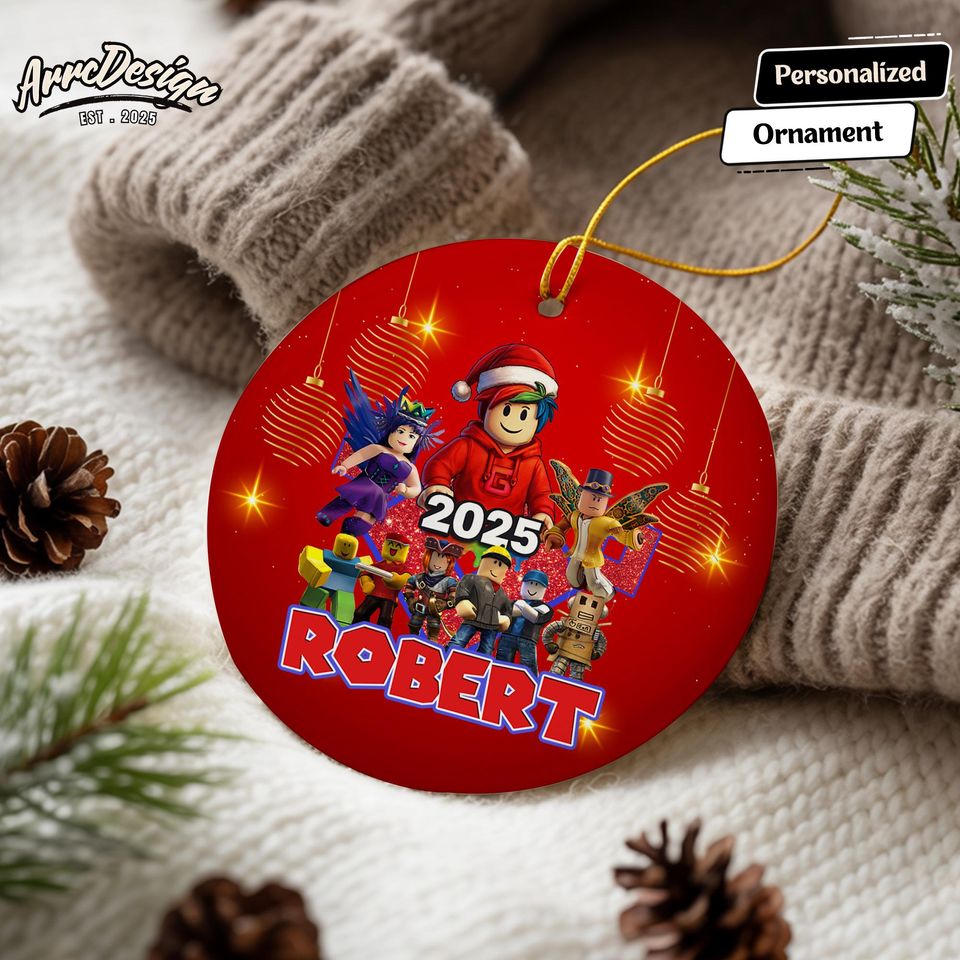 Personalized Roblox Ceramic Christmas Ornament - Gamer Fan Gift 2025