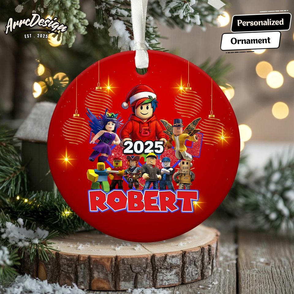 Personalized Roblox Ceramic Christmas Ornament - Gamer Fan Gift 2025