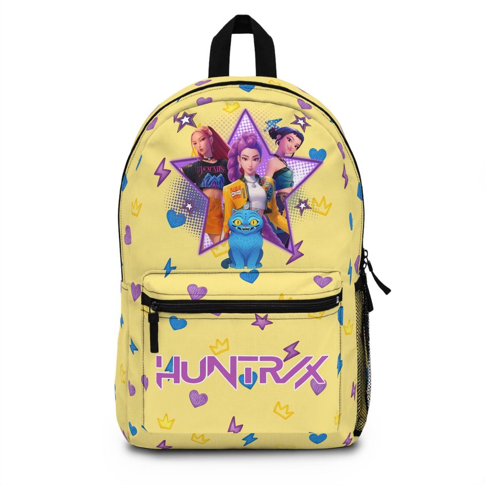 Huntrix K-Pop Demon Hunters Backpack in Pastel Yellow, Back to School Student Gift