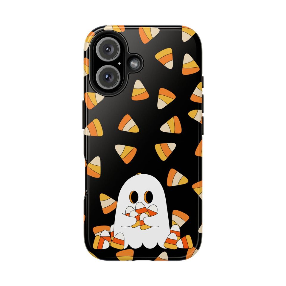Halloween Ghost Phone Case: Candy Corn Design, Tough Protection