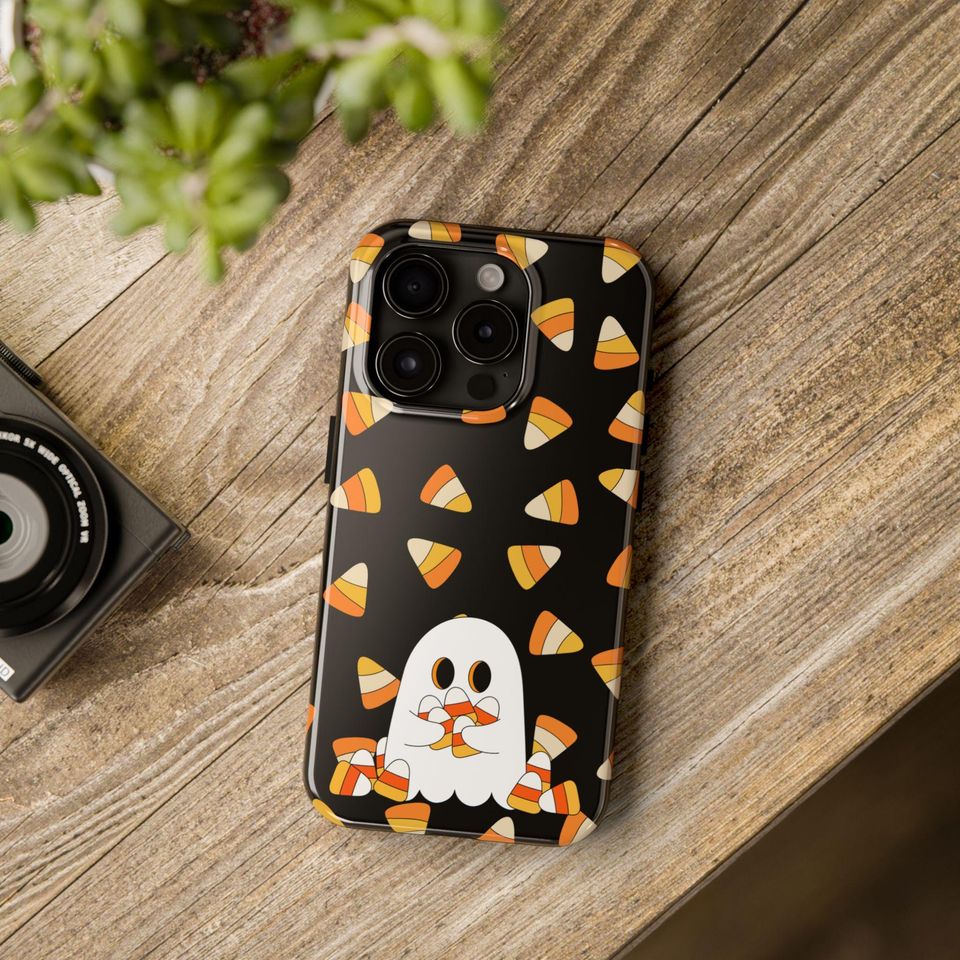 Halloween Ghost Phone Case: Candy Corn Design, Tough Protection
