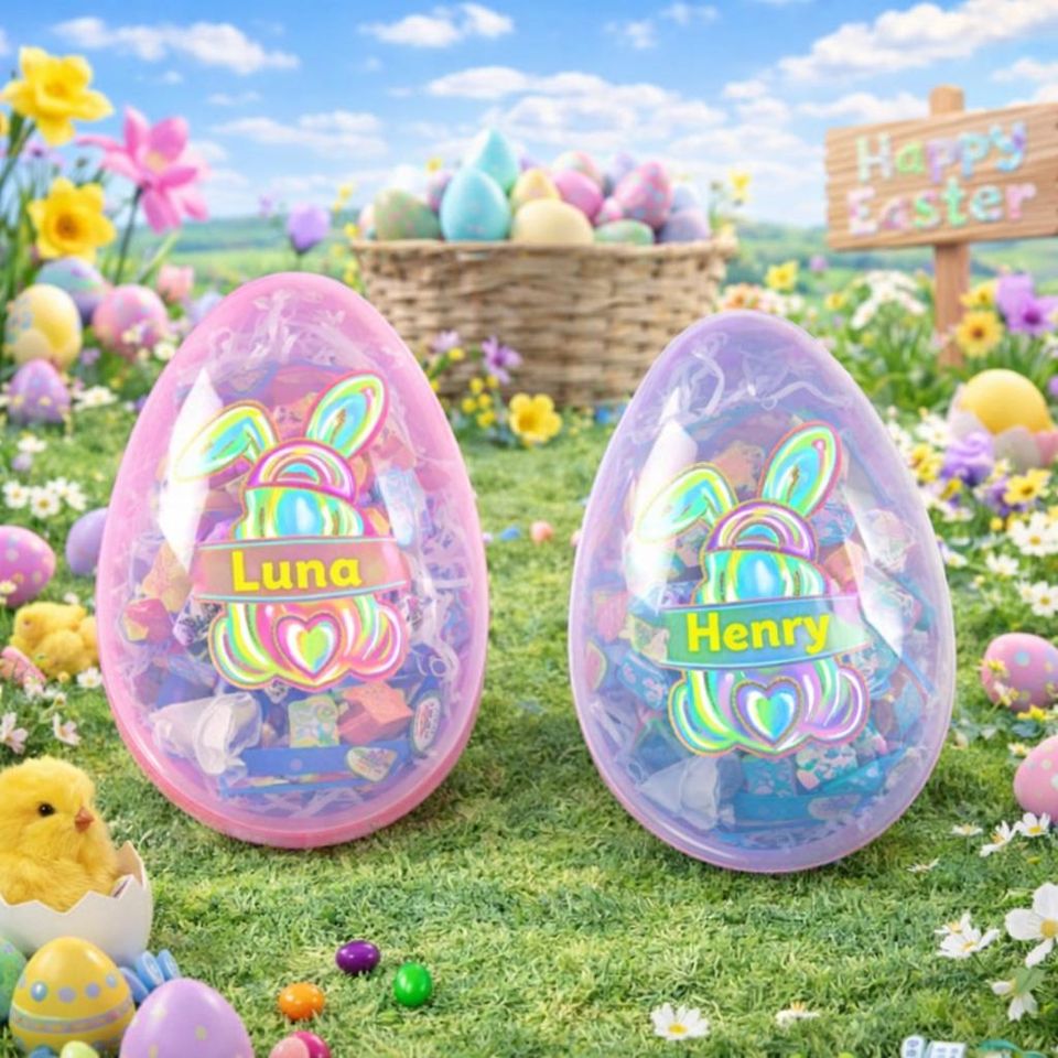 Personalized Jumbo Easter Eggs: Custom Large Easter Egg, Basket Stuffers, Fillable Easter eggs, Kids Easter Eggs
