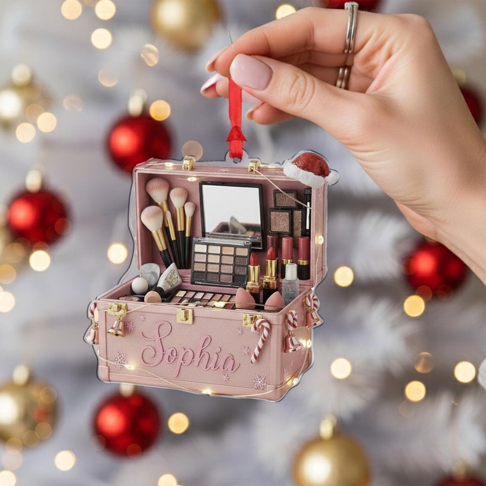 Personalized  Holiday Makeup Kit: Choose Color, Personalized Name, Santa Hat, Gift Box Set