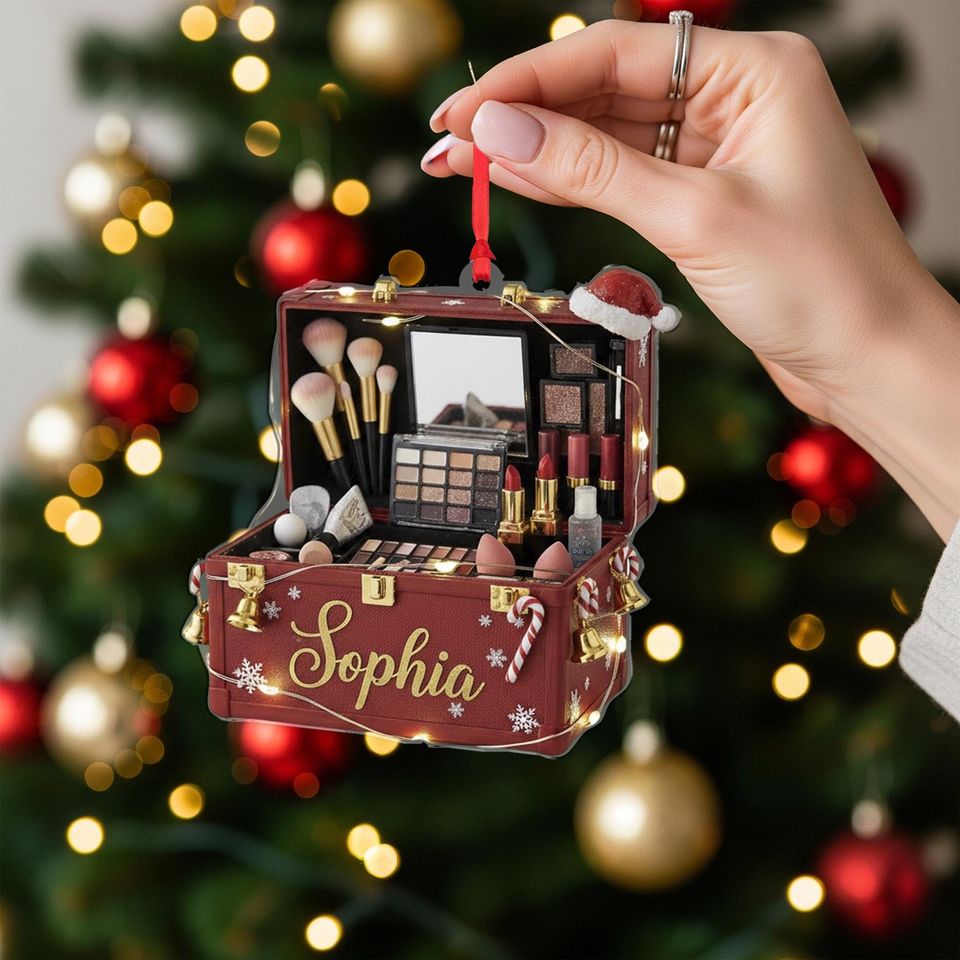Personalized  Holiday Makeup Kit: Choose Color, Personalized Name, Santa Hat, Gift Box Set