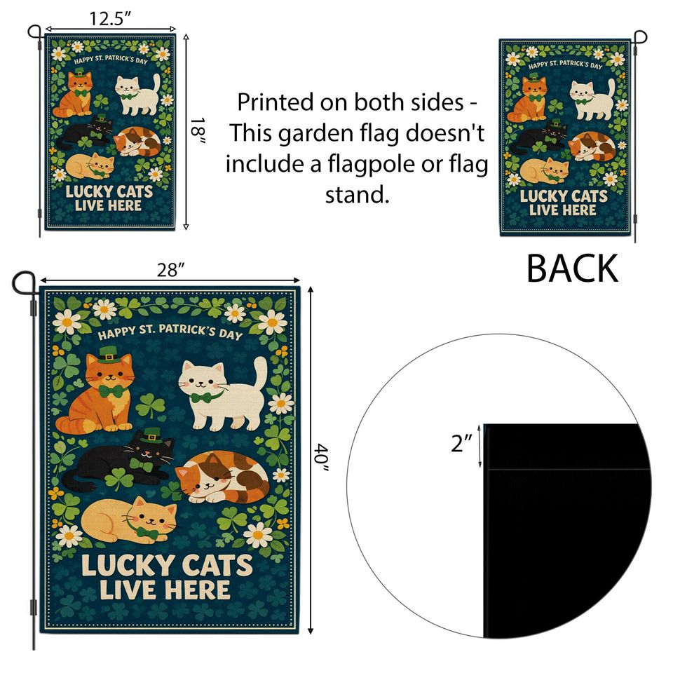 Lucky Cats St. Patrick's Day Garden Flag