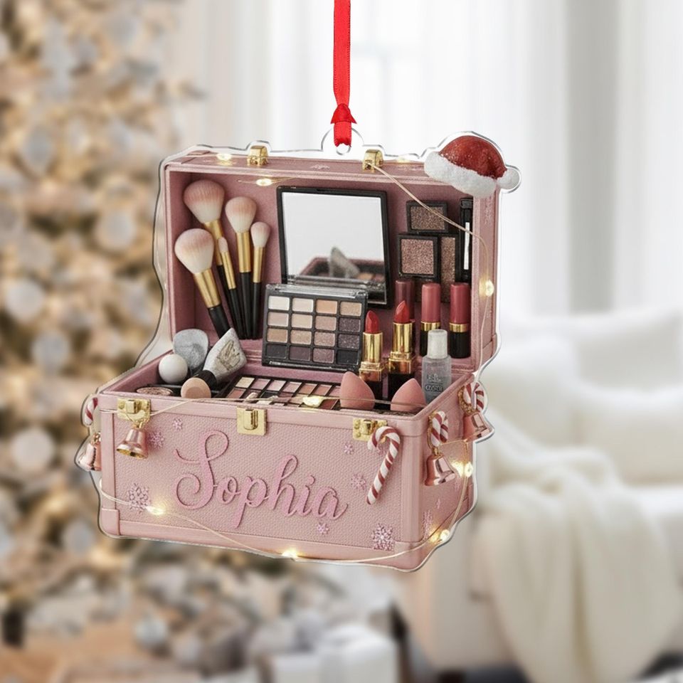 Personalized  Holiday Makeup Kit: Choose Color, Personalized Name, Santa Hat, Gift Box Set