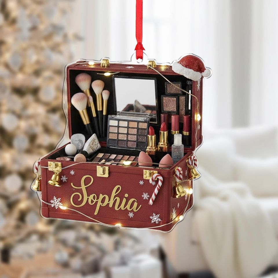 Personalized  Holiday Makeup Kit: Choose Color, Personalized Name, Santa Hat, Gift Box Set