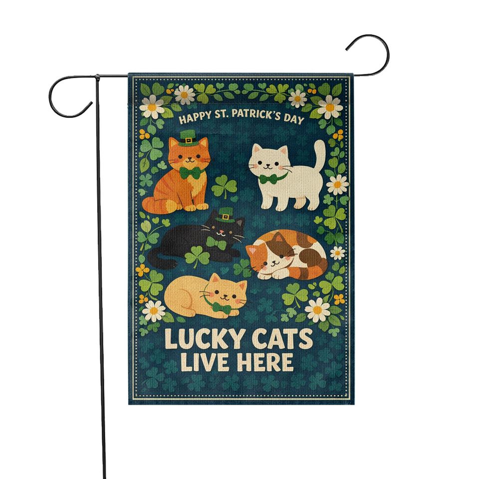 Lucky Cats St. Patrick's Day Garden Flag