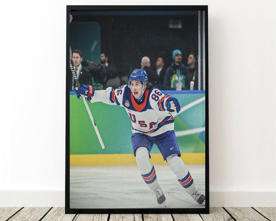 Jack Hughes USA Hockey Poster 2026 Winter Olympics Gold Medal Sports Wall Art