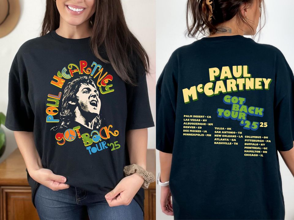 P McCartney Got Back Tour 2025 T-Shirt - Beatles Fan Tee