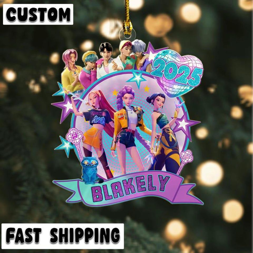 Personalized Name Huntrix Merry Christmas Ornament