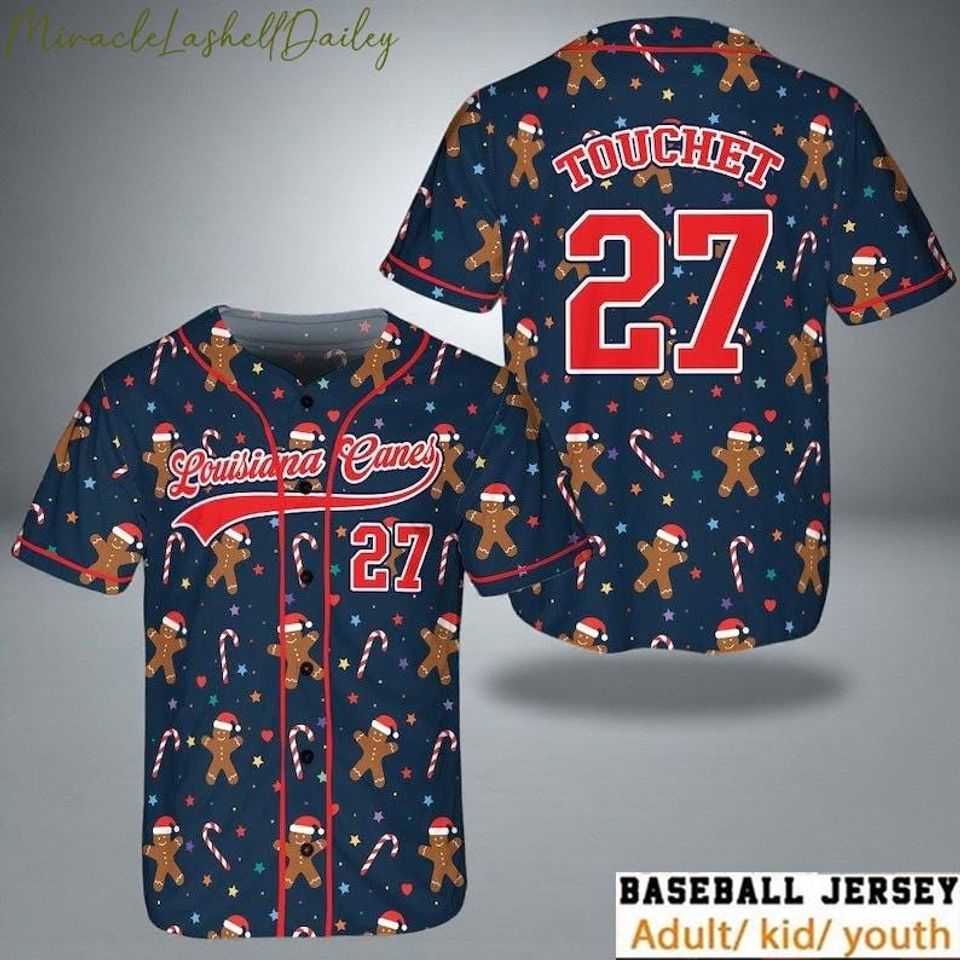 Custom Gingerbread Baseball Jersey, Funny Christmas Team Shirt