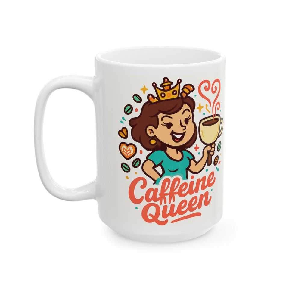 Coffee Queen Mug | Cute Coffee Cup Illustration, Latte Art, Cafe Vibes