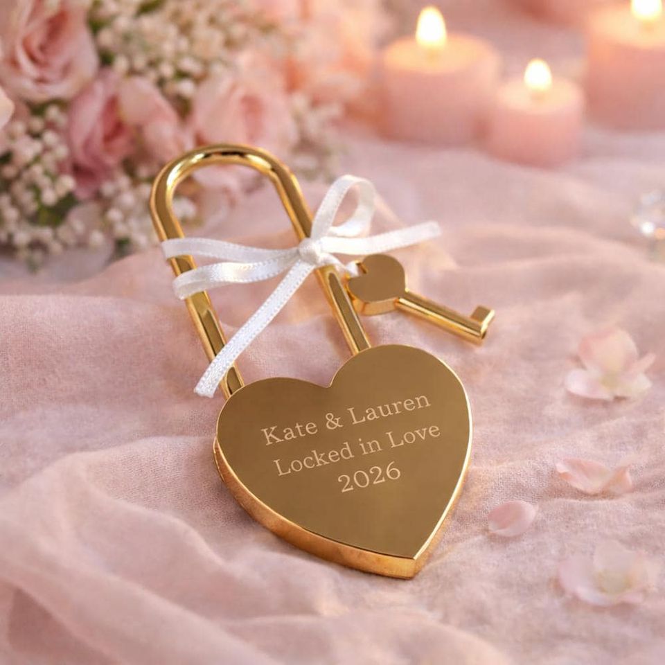 Personalized Engraved Heart Lock, Heart Padlock Anniversary Gift
