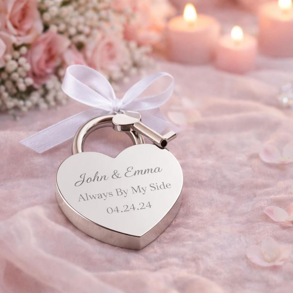Personalized Engraved Heart Lock, Heart Padlock Anniversary Gift
