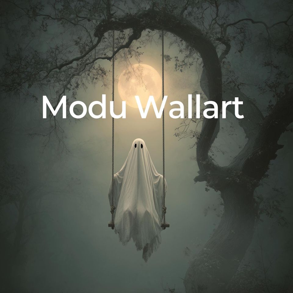 Ghost on a Swing Wall Art  Rustic Halloween Poster, Spooky Fall Decor