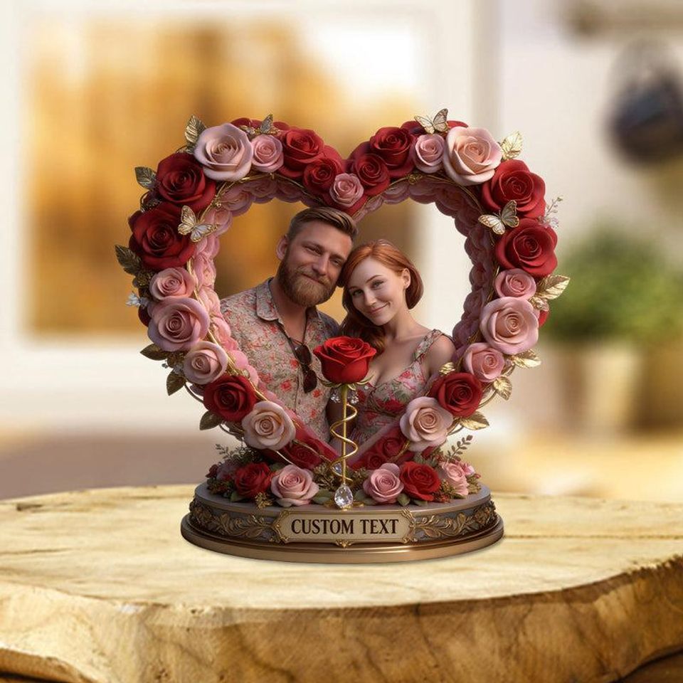 Custom Rose Couple Table Decor From Any Photo - Personalized Couple Custom Shaped Acrylic Plaque