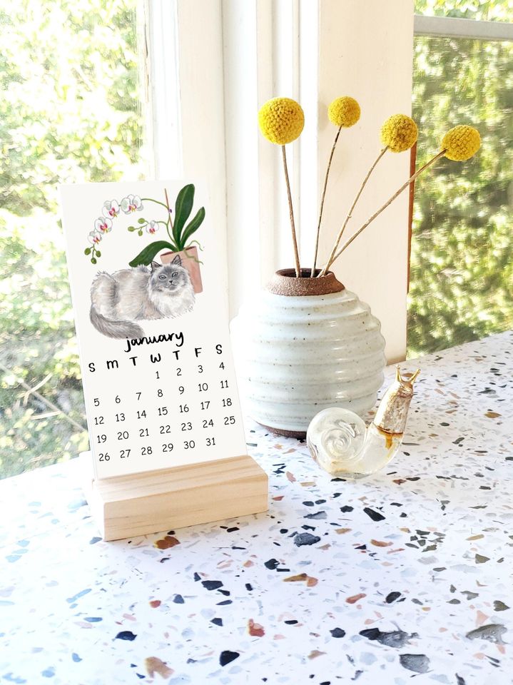 2026 Tiny Cats and Plants Vertical Desk Calendar