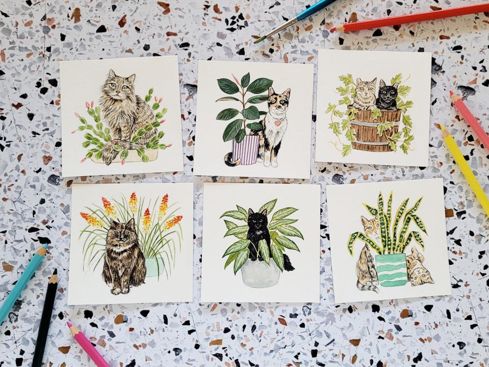 2026 Tiny Cats and Plants Vertical Desk Calendar