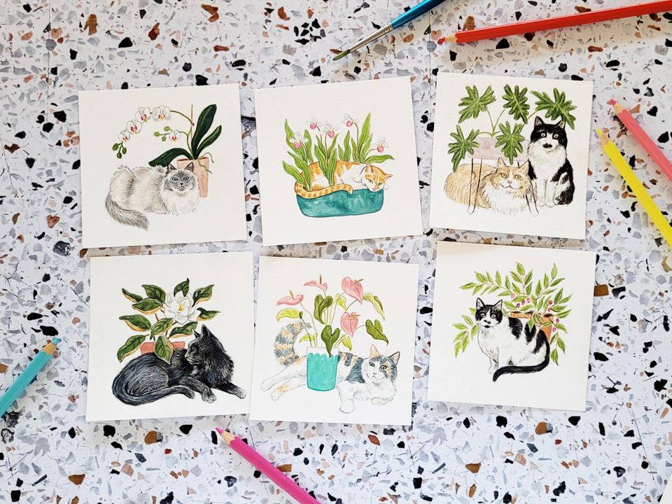 2026 Tiny Cats and Plants Vertical Desk Calendar