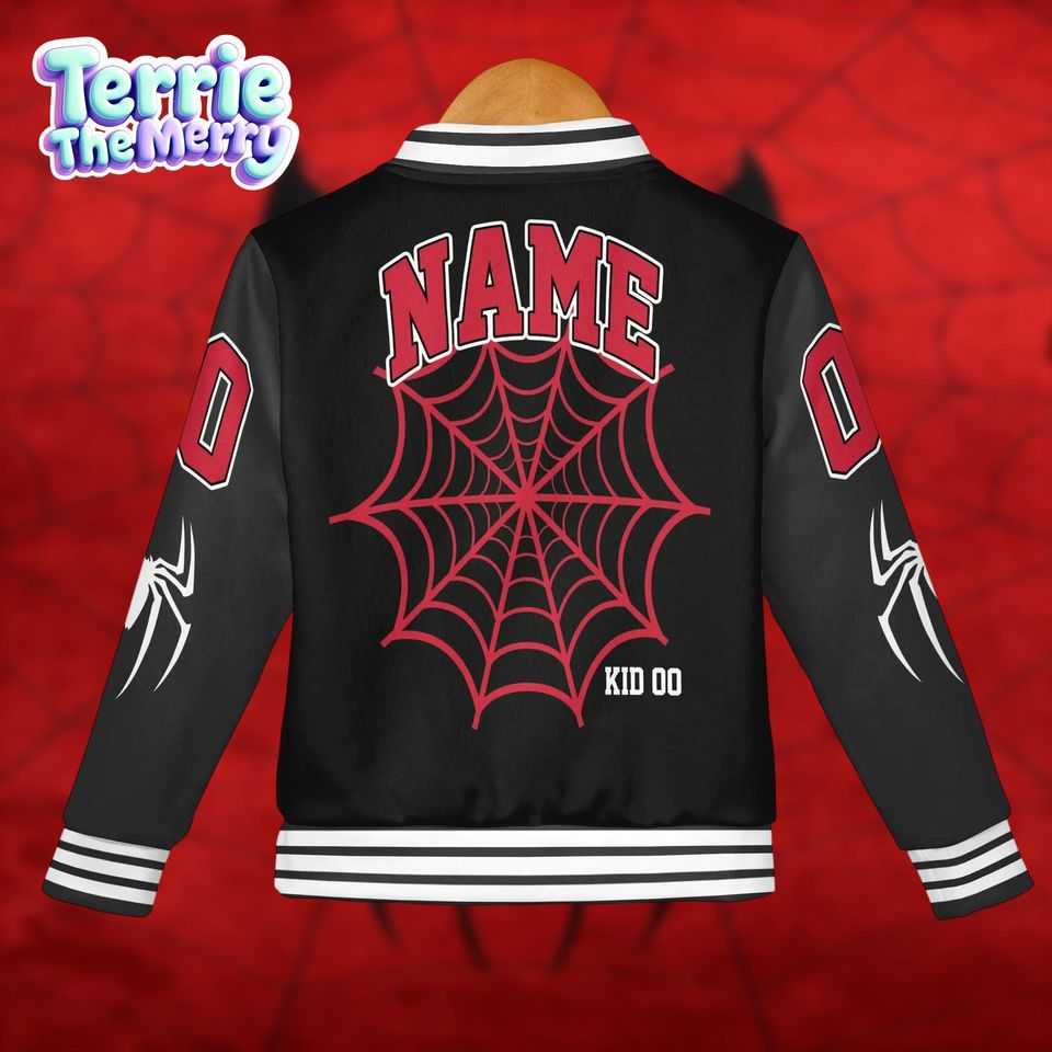 Custom Spiderman Lover Varsity Jacket, Kids and Youth Baseball Jacket