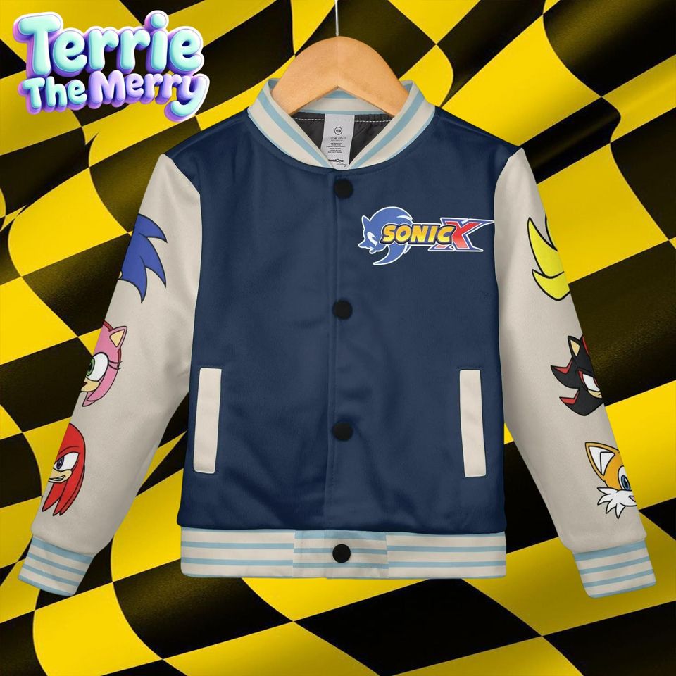 Sonic The Hedgehog Baseball Jacket, Kids & Youth Varsity Jacket