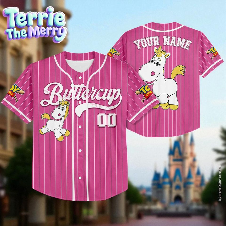 Custom Buttercup Baseball Jersey, Personalized Unicorn Jersey