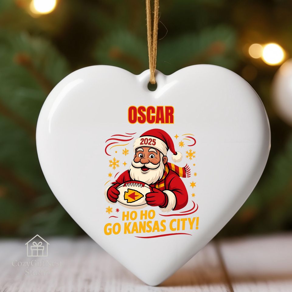 Kansas City Christmas Ornament  Personalized Santa Football Keepsake