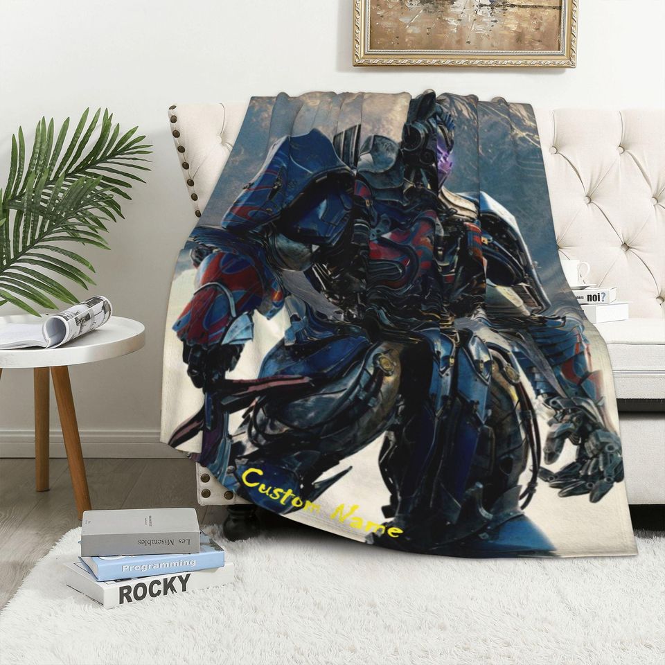 Personalized Transformers Fleece Blanket with Name for Kids, Custom Birthday Gift