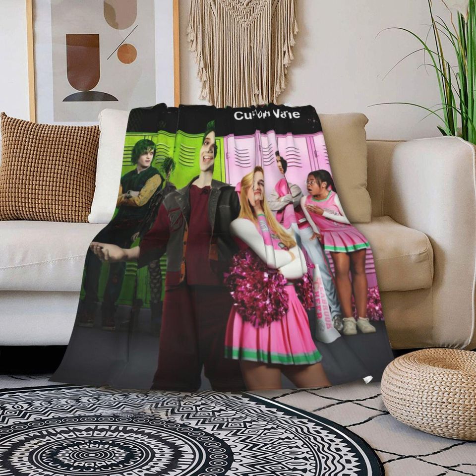 Personalized Zombies Fleece Blanket with Name, Custom Theme Flannel Blanket for Kids, Birthday Gift
