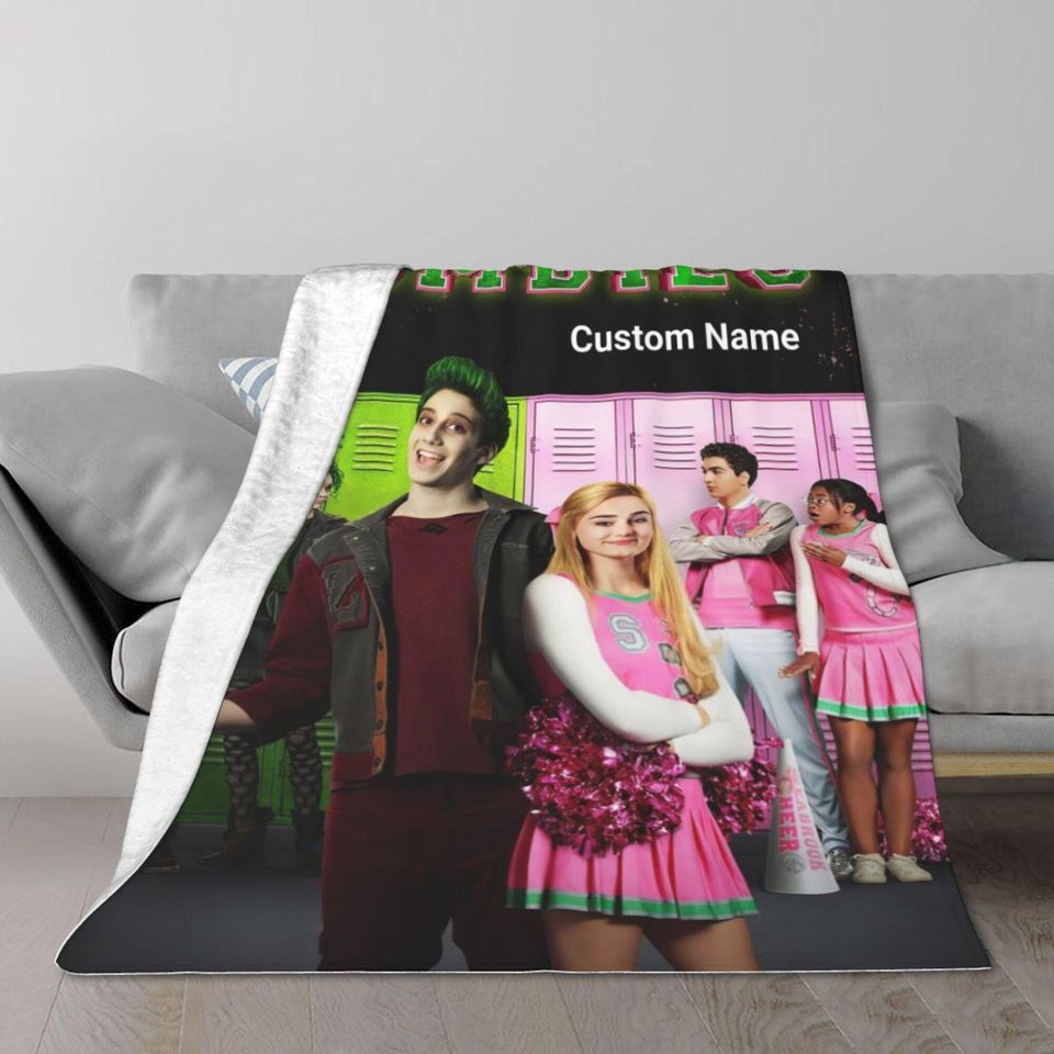 Personalized Zombies Fleece Blanket with Name, Custom Theme Flannel Blanket for Kids, Birthday Gift